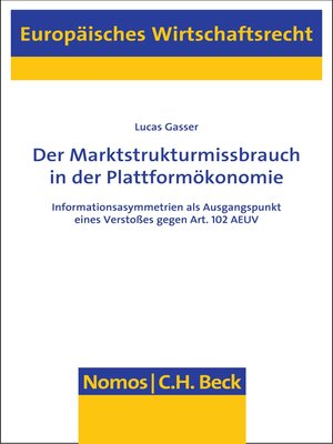 cover image of Der Marktstrukturmissbrauch in der Plattformökonomie